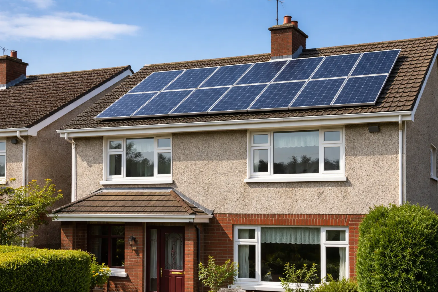 Solar panels installed on a semi-detached home in Ireland